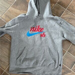 Nike SB Gray Hoodie with Red and Blue Logo